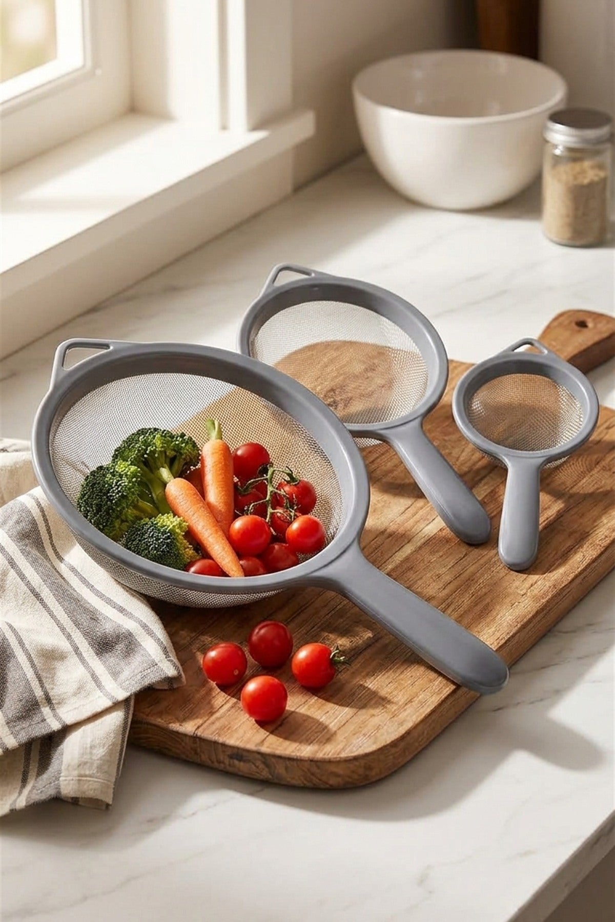 Süzgeç Paslanmaz 3'lü Set 12 Cm-16 Cm-20 cm