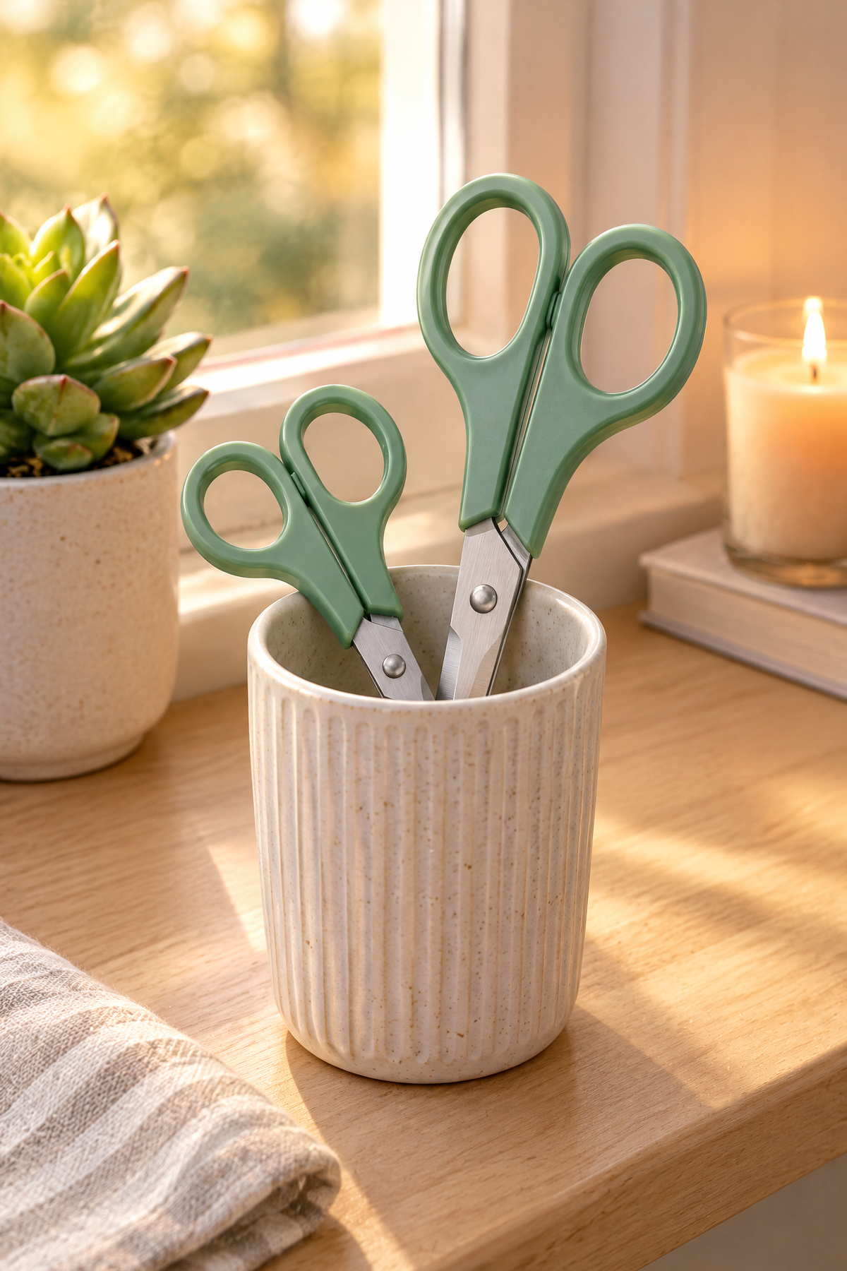 2'li Çok Amaçlı Makas Seti – Küçük Boy Yeşil, 14.5 Cm