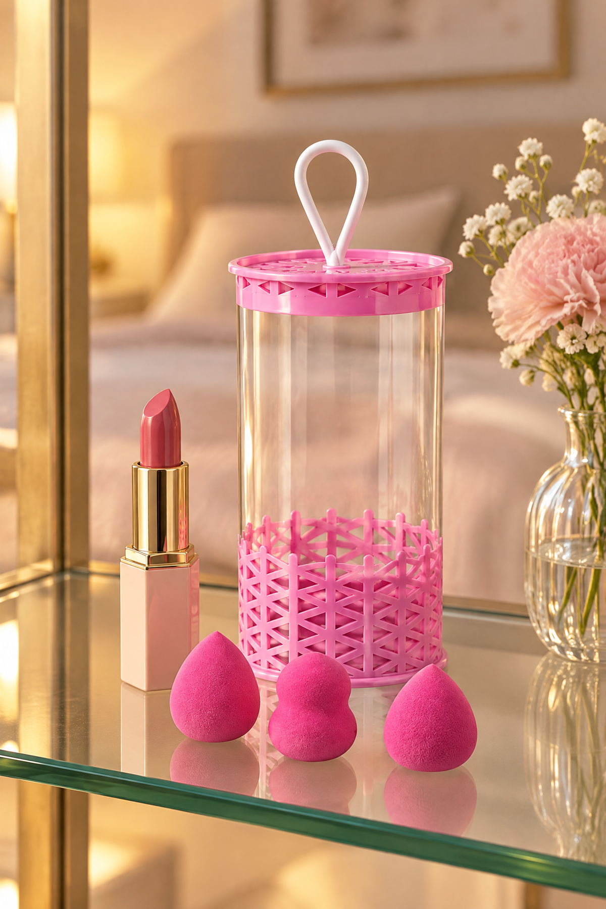 Mini Boy 8'li Koyu Pembe Makyaj Süngeri Seti- 2 cm x 3 cm Makyaj Uygulama Süngeri