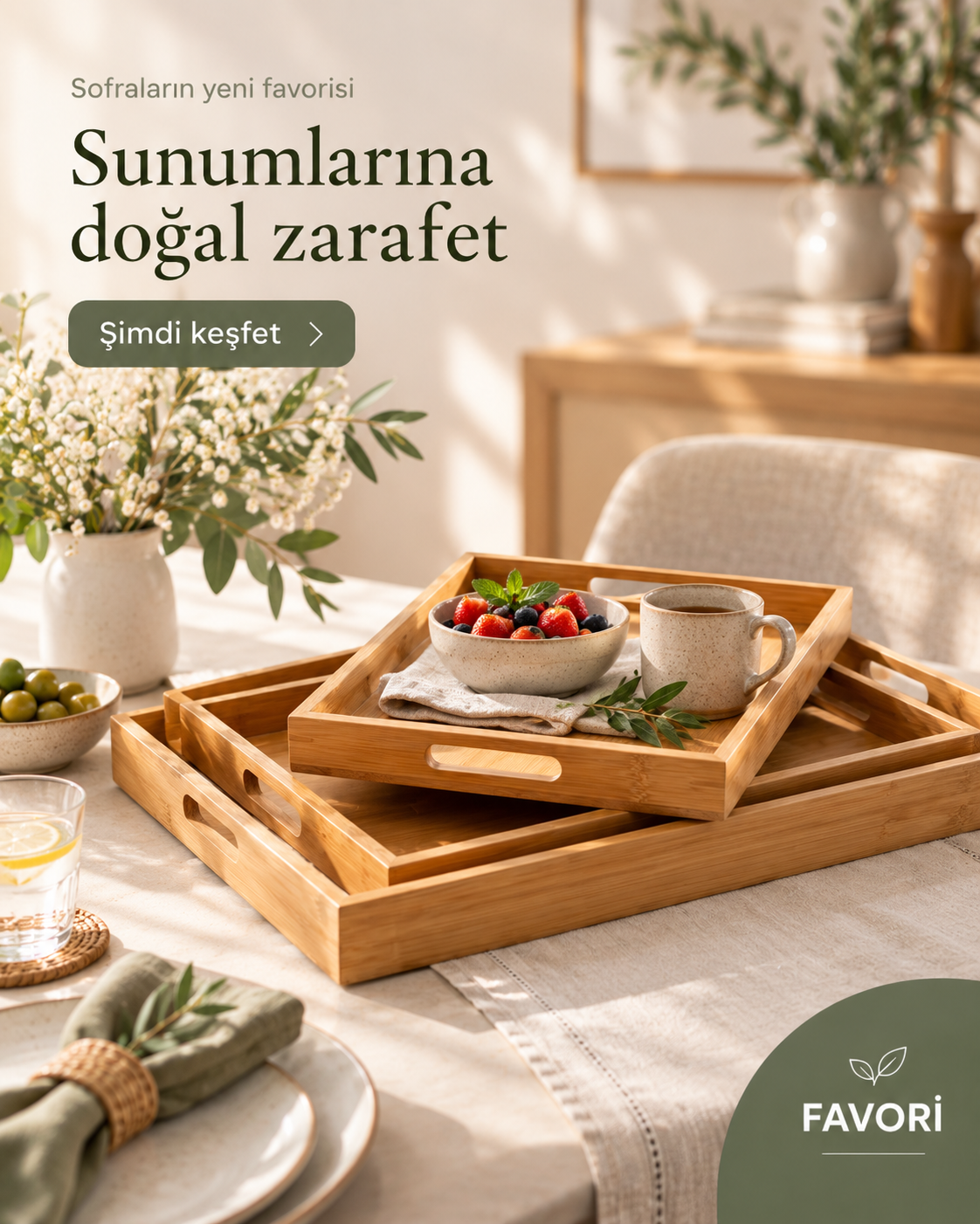 Sunumlarına doğal zarafet