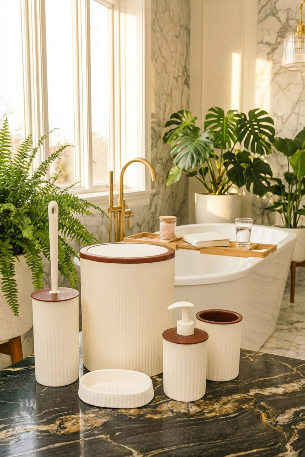 Banyo Seti, Yuvarlak, Beyaz, Hacim: 6 litre