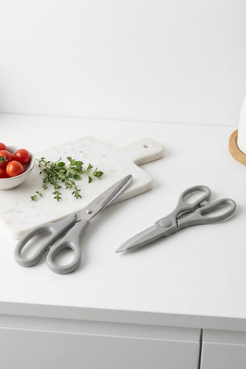 Tırtıklı Ağız 2'li Çok Amaçlı Makas Seti – Büyük Boy Gri, 22 Cm