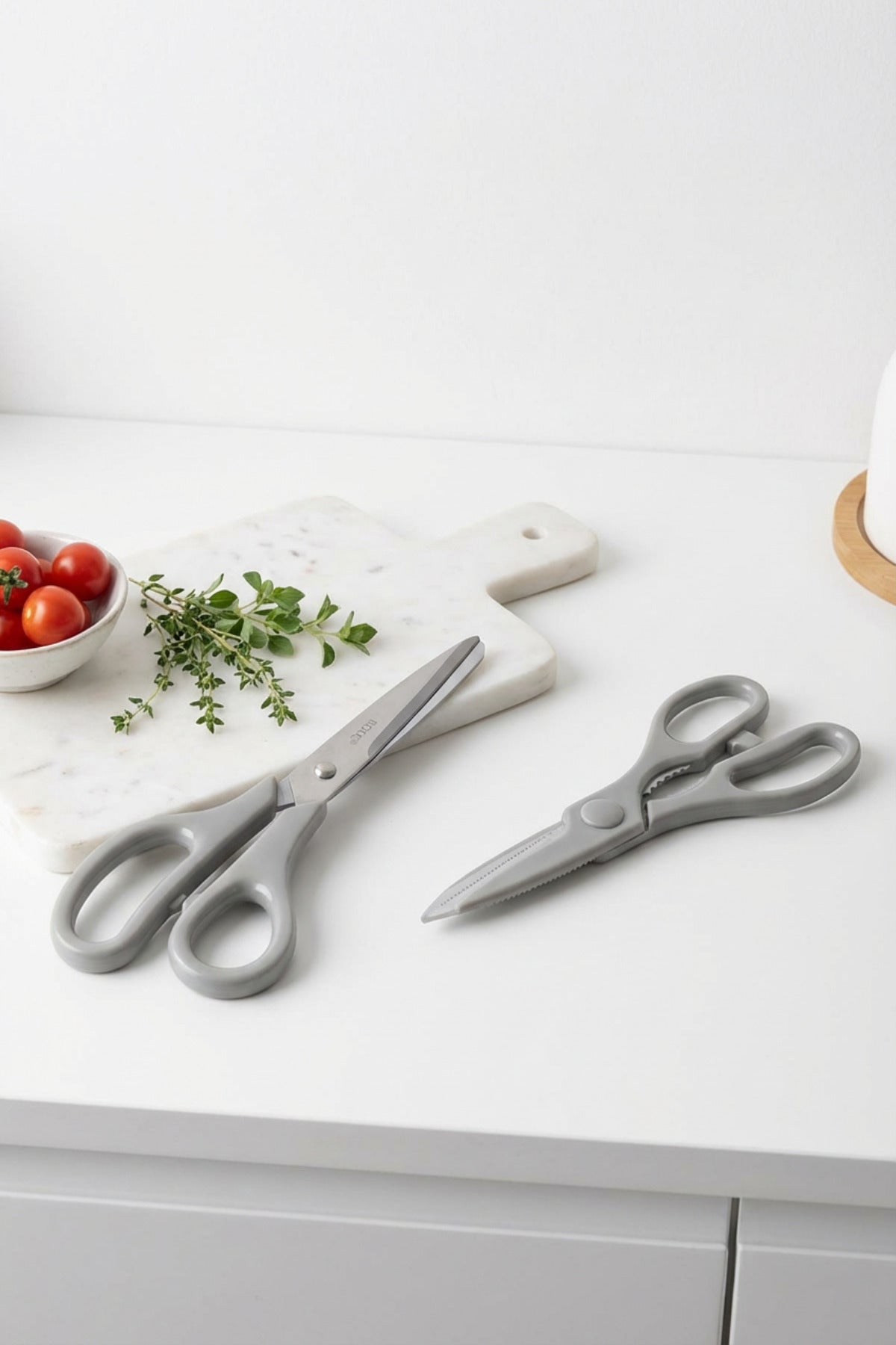 Tırtıklı Ağız 2'li Çok Amaçlı Makas Seti – Büyük Boy Gri, 22 Cm