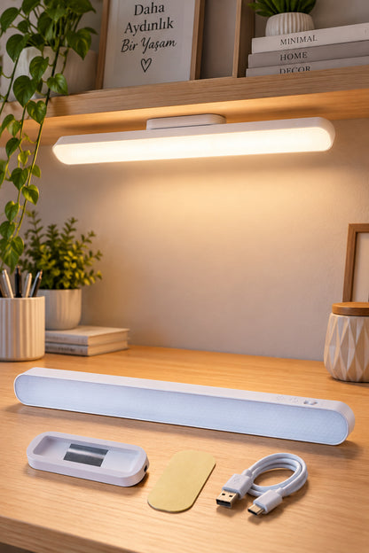 3 Kademeli Şarjlı LED Lamba Type-C Manyetik Duvar ve Masaya Monte Edilebilir Aydınlatma Lambası, 30 cm