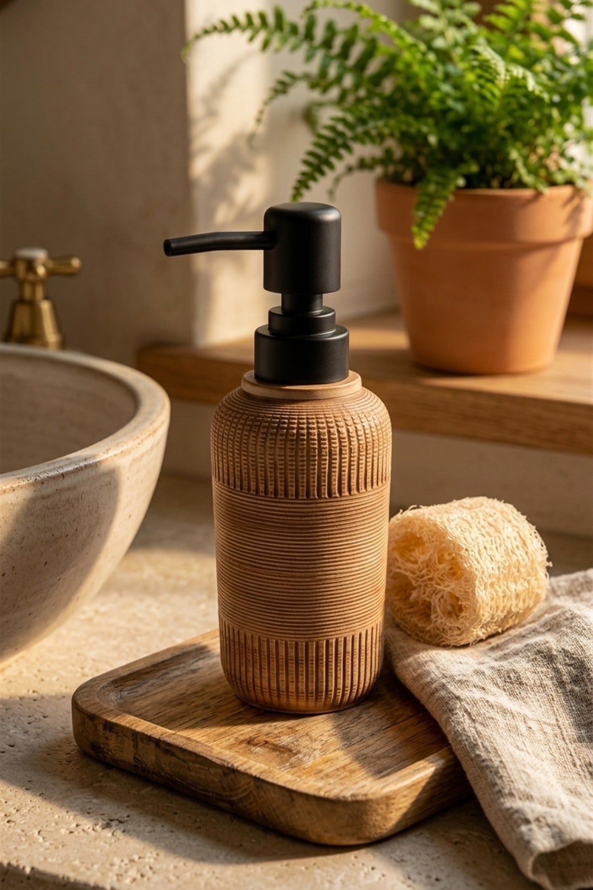 300 ml Seramik Lenora Sıvı Sabunluk, 7 cm çap, 18 cm yükseklik – 92-2