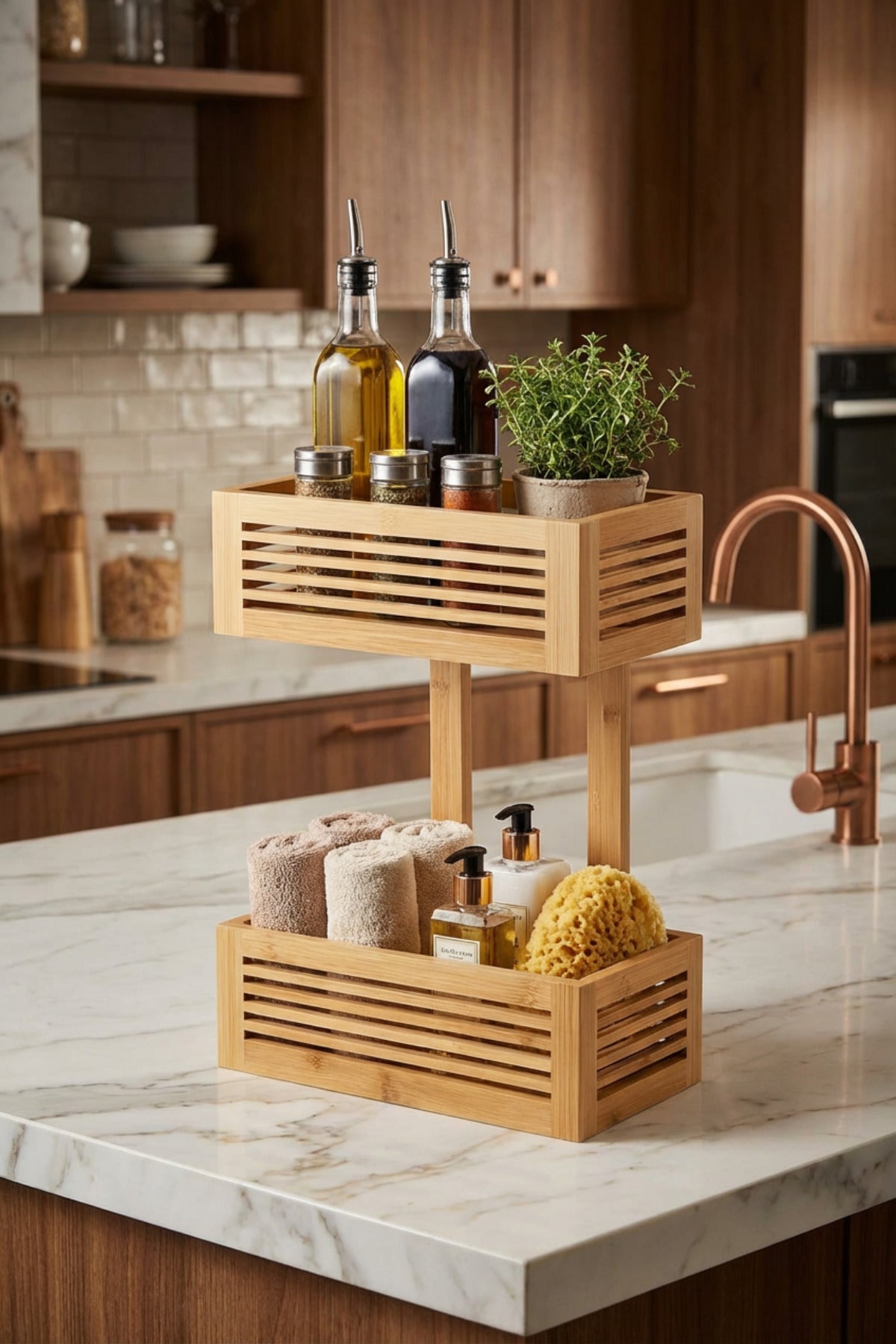 Bambu 2 Katlı Mutfak & Banyo, Mutfak Düzenleyici Organizer