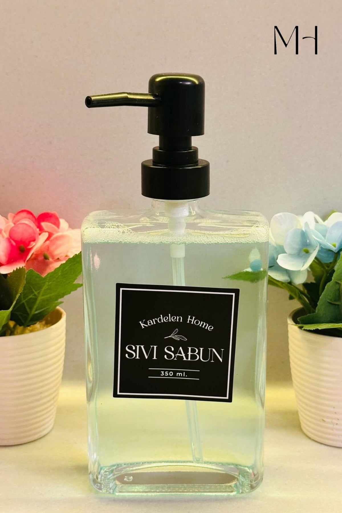 350 ml Modern Ve Şık Tasarım Cam Sıvı Sabun & Deterjanlık