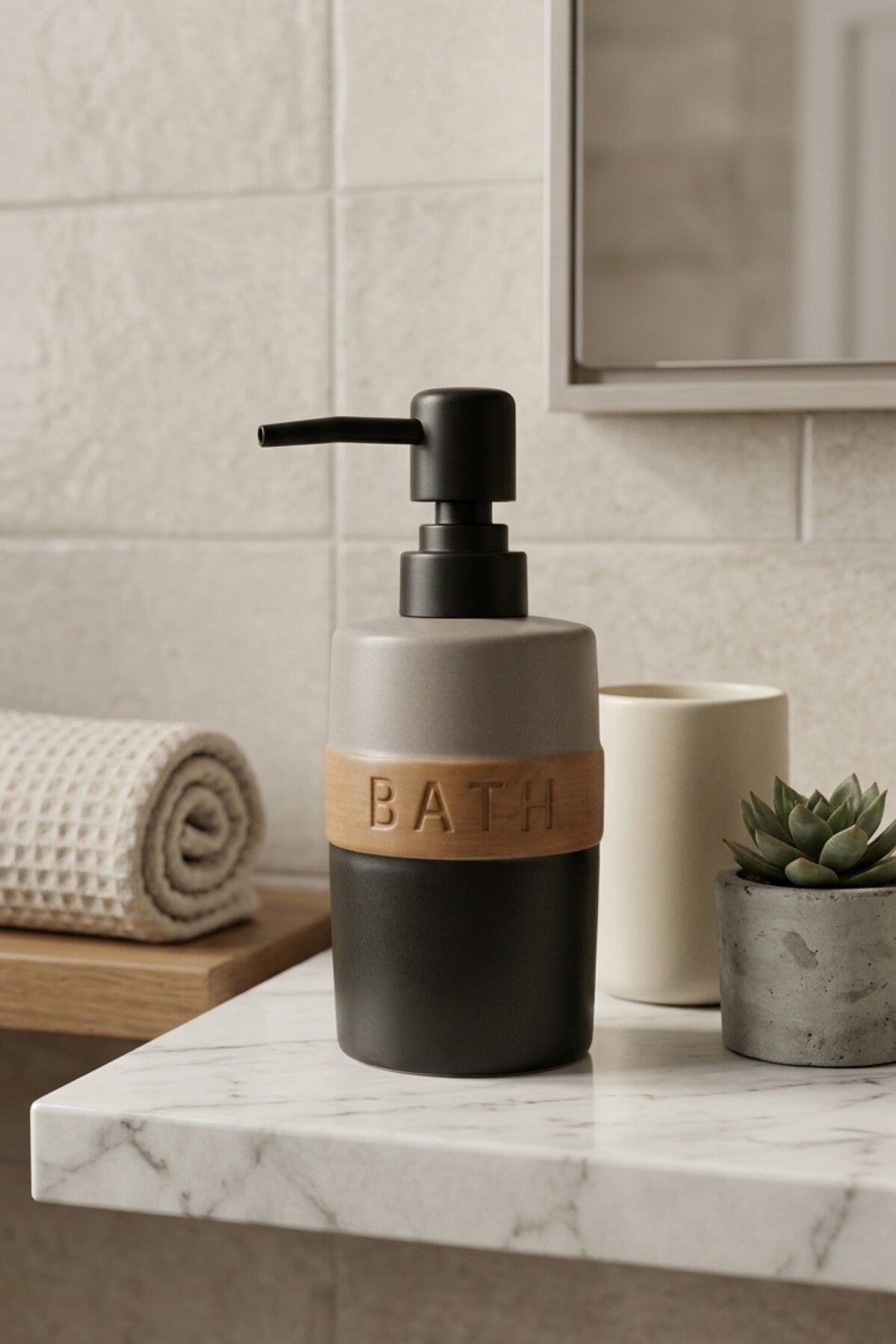 300 ml Seramik Lenora Sıvı Sabunluk, 7 cm çap, 18 cm yükseklik – 85-2