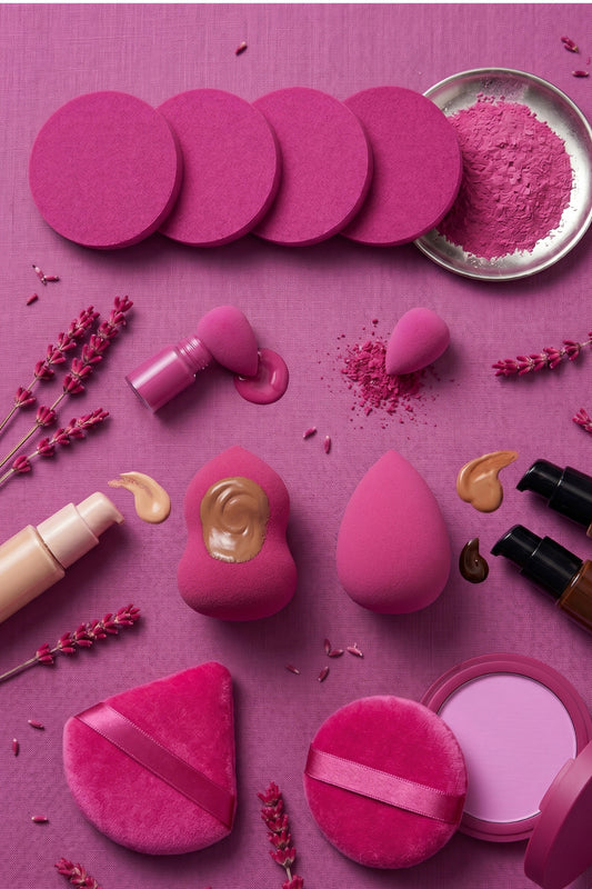 Pembe Renk 10 Parça Profesyonel Makyaj Süngeri Seti Pudra Puff Blender