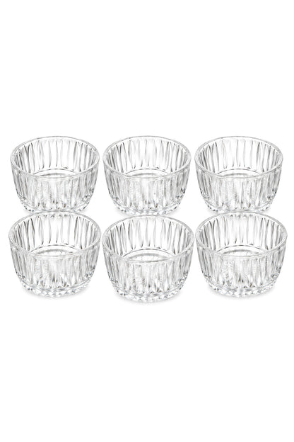 6'lı Cam Kase Seti, Şeffaf, 10x5 cm – Kesme
