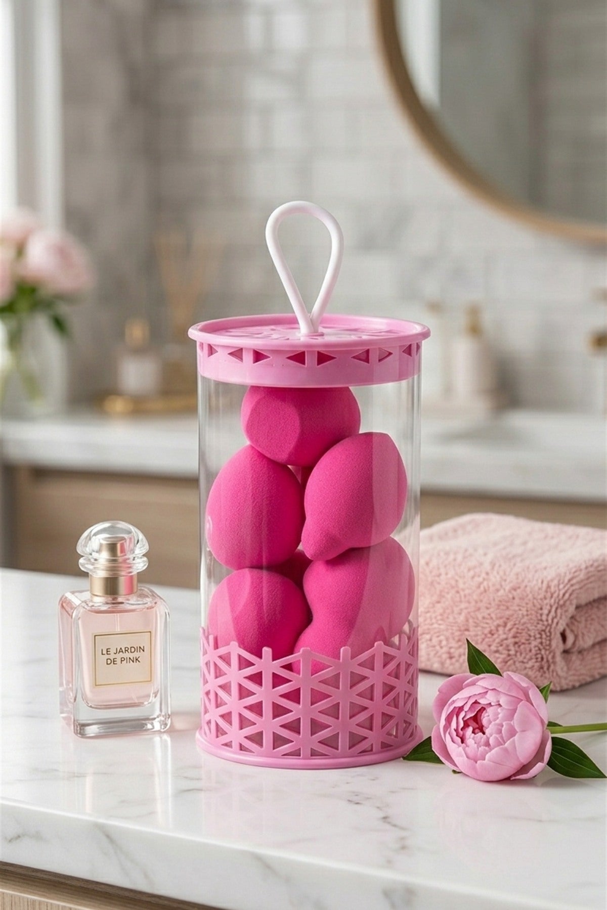 Mini Boy 8'li Koyu Pembe Makyaj Süngeri Seti- 2 cm x 3 cm Makyaj Uygulama Süngeri