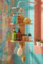 Bambu Banyo Düzenleyici Organizer Banyo Köşeliği, Şampuanlık