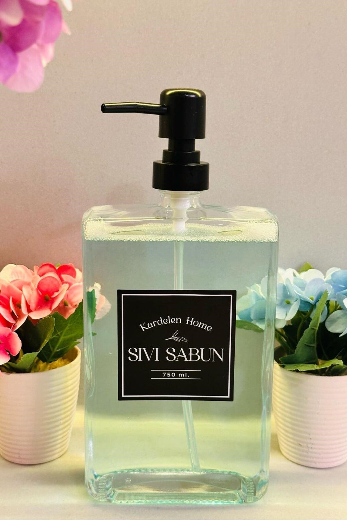 500 ml+750 ml İkili Modern ve Şık Tasarım Cam Sıvı Sabunluk