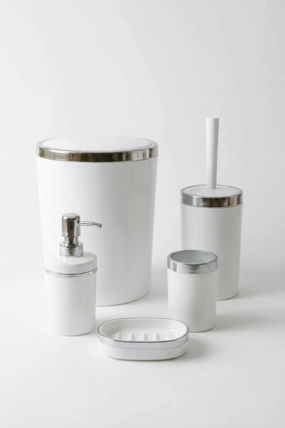 Banyo Seti 5'li,akrilik-çöpkovası,wc Fırçalık,sıvı Sabunluk,diş Fırçalık,el Sabunluk