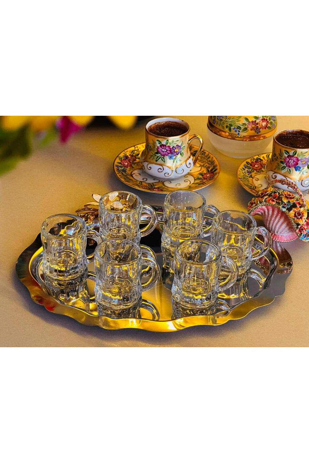 6’lı Kulplu Cam Bardak Seti, 4 cm çap × 5 cm yükseklik, 35 ml