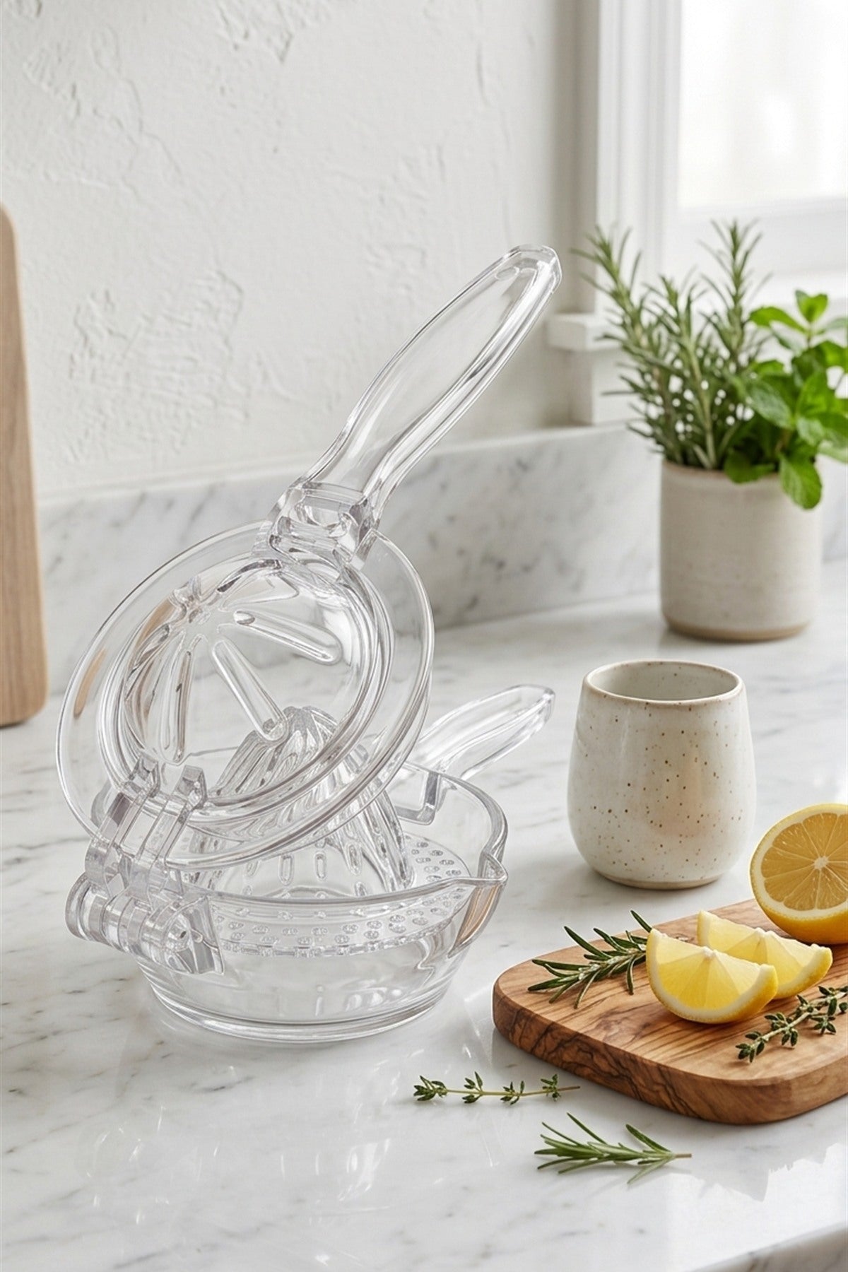 Akrilik Limon Sıkacağı Manuel Narenciye Presi Çekirdek Ayırıcılı Kırılmaya Dayanıklı Plastik Şeffaf