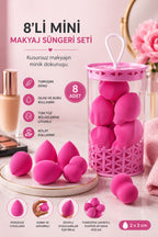 Mini Boy 8'li Koyu Pembe Makyaj Süngeri Seti- 2 cm x 3 cm Makyaj Uygulama Süngeri - görsel 2