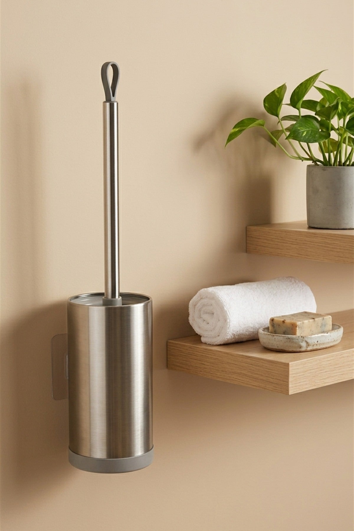 Metal WC Klozet Fırçası ve Fırçalık, Duvara Monte Edilebilir, 47 cm. - görsel 6