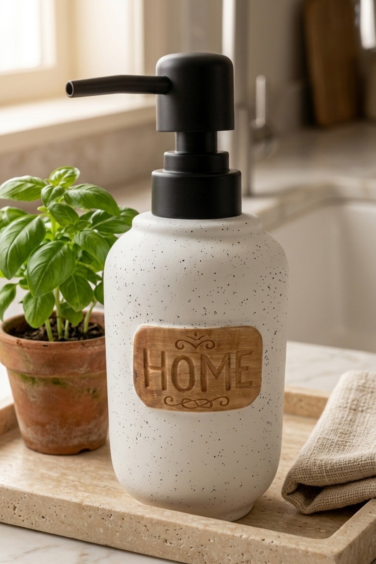 300 ml Seramik Lenora Sıvı Sabunluk, 7 cm çap, 18 cm yükseklik