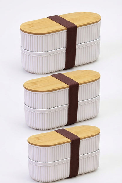 Bambu Kapaklı Saklama ve Beslenme Kutusu – 2 Katlı, 20 x 9 x 5,5 cm