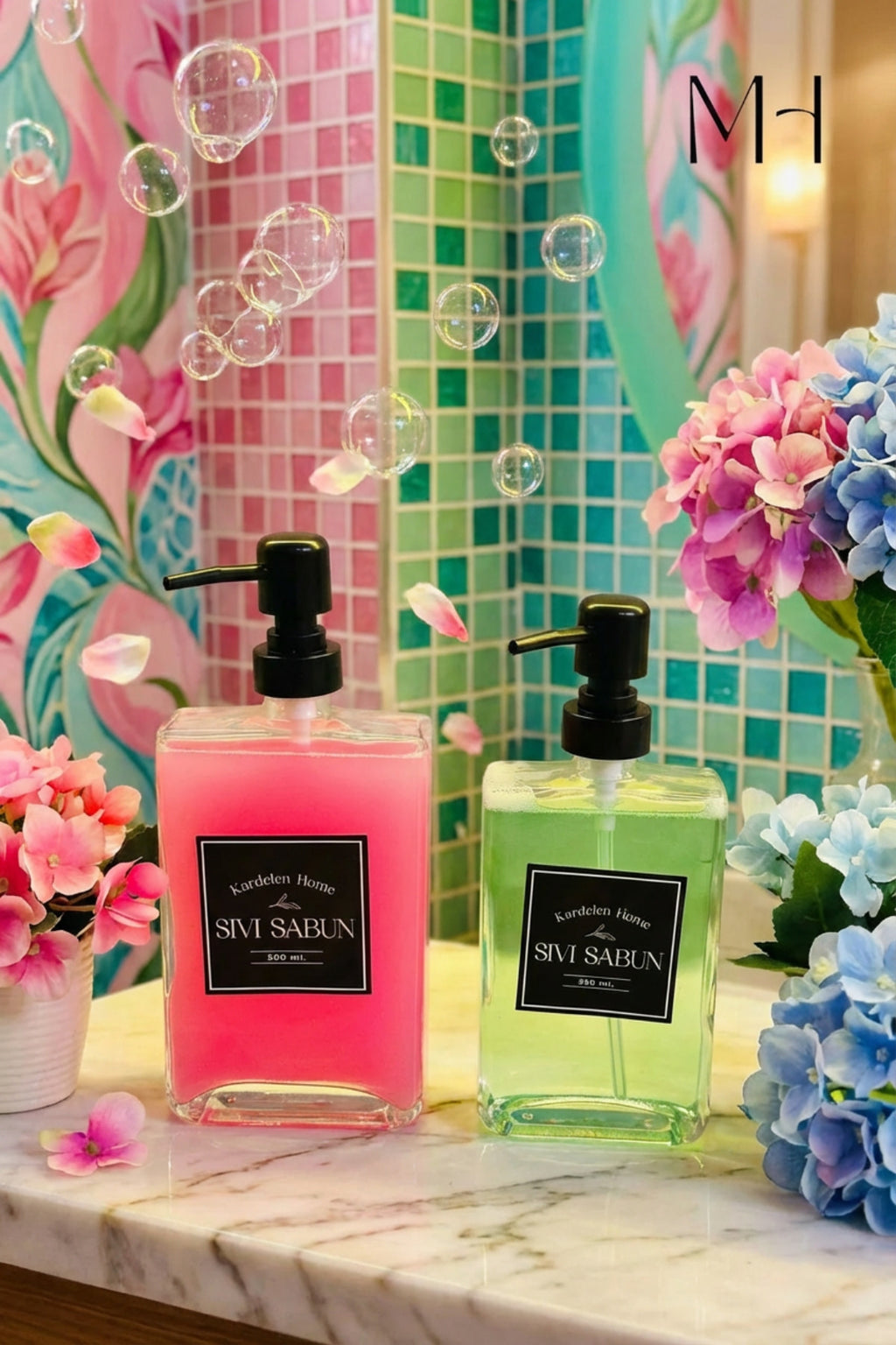 350 ml+750 ml İkili Modern Ve Şık Tasarım Sıvı Sabunluk