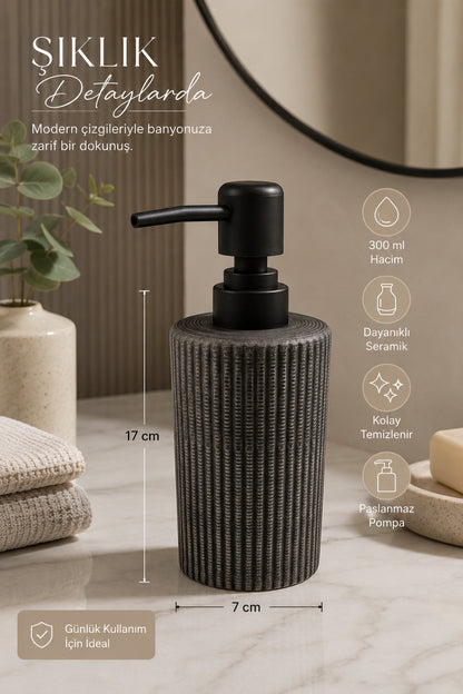 300 ml Seramik Lenora Sıvı Sabunluk, 7 cm çap, 18 cm yükseklik