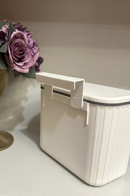 Askılı Çöp Kovası- Beyaz- Çift Yönlü Kapaklı - 8 Litre