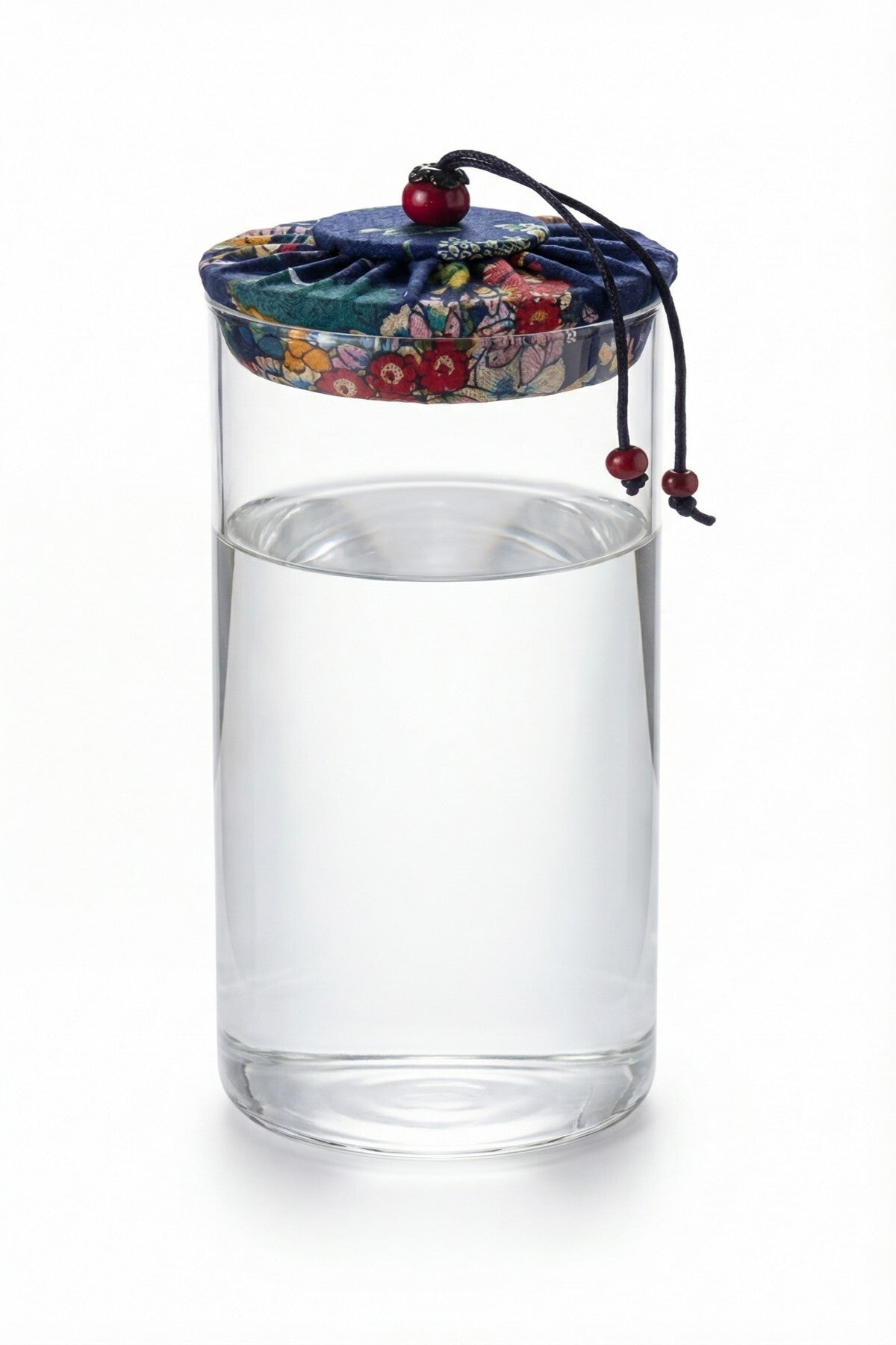 1000 ml Borosilikat Cam Hava Geçirmez Kumaş Kaplama Bambu Kapaklı Kavanoz, çap:8 cm, h:25 cm
