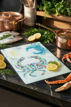 Cam Kesme Tahtası Kırılmaz Temperli 25x35 cm Yengeç Desenli Kaymaz