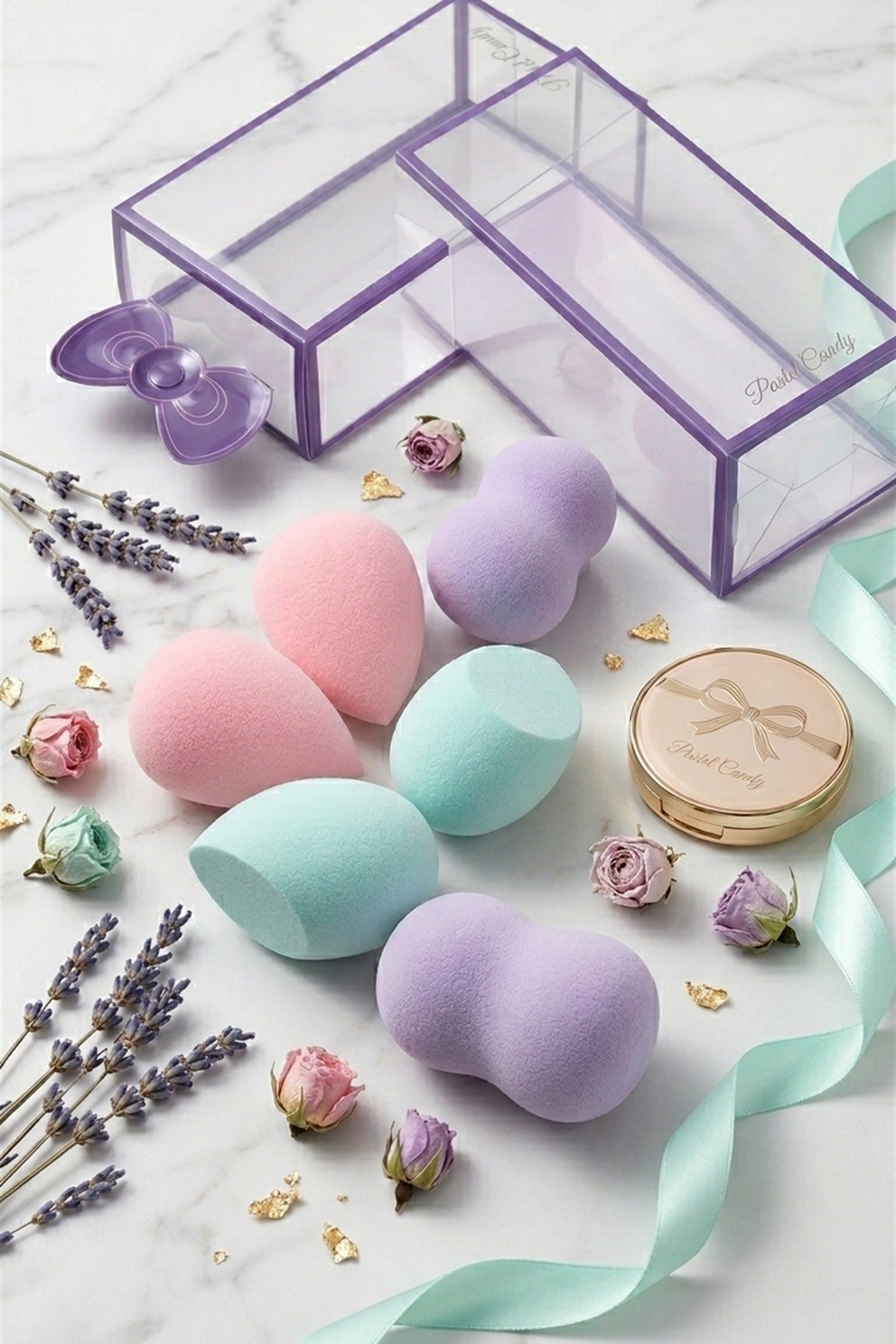 Pastel Candy 6'lı Makyaj Süngeri Seti – 4 x 6 cm