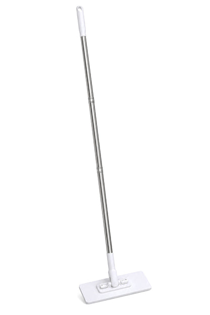 Mandallı Düz Mop, Bez Tutuculu Başlık, 3 Parçalı Çelik Saplı, Beyaz