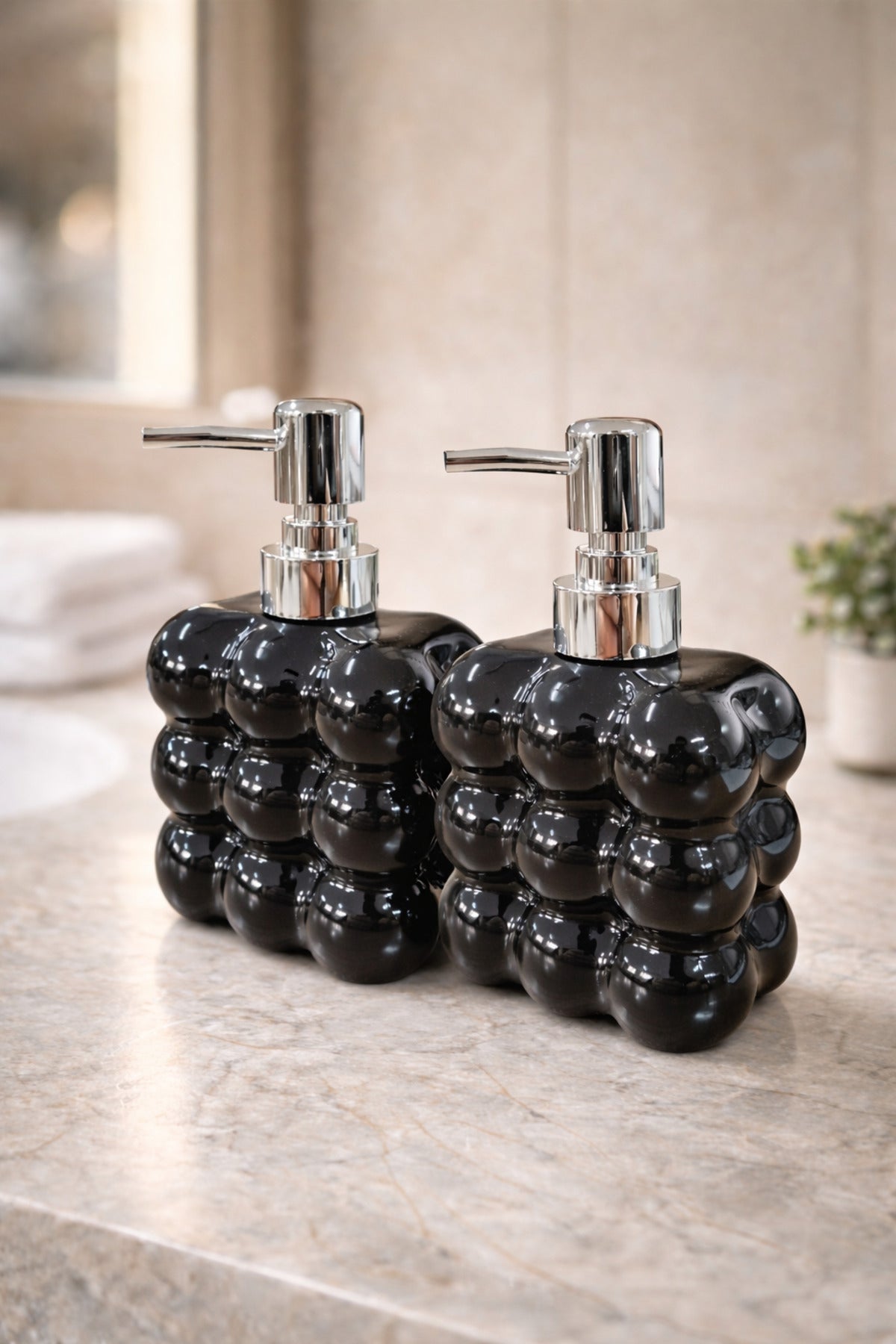 2 adet Bubble Cam Sıvı Sabunluk, 300 ml + 300 ml -, 9,5x6,5x15 cm – Siyah