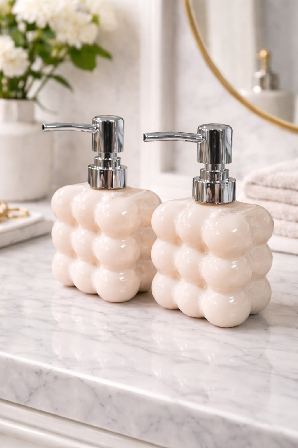 2 adet Bubble Cam Sıvı Sabunluk, 300 ml + 300 ml - Krem, 9,5x6,5x15 cm