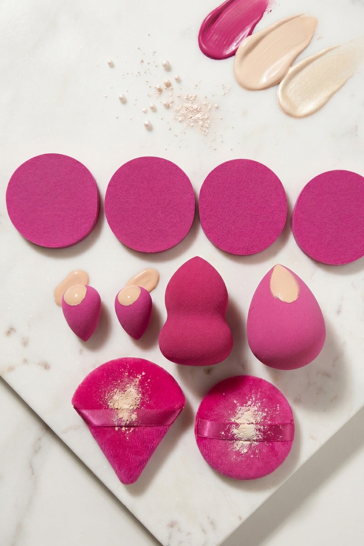 Pembe Renk 10 Parça Profesyonel Makyaj Süngeri Seti Pudra Puff Blender - görsel 5