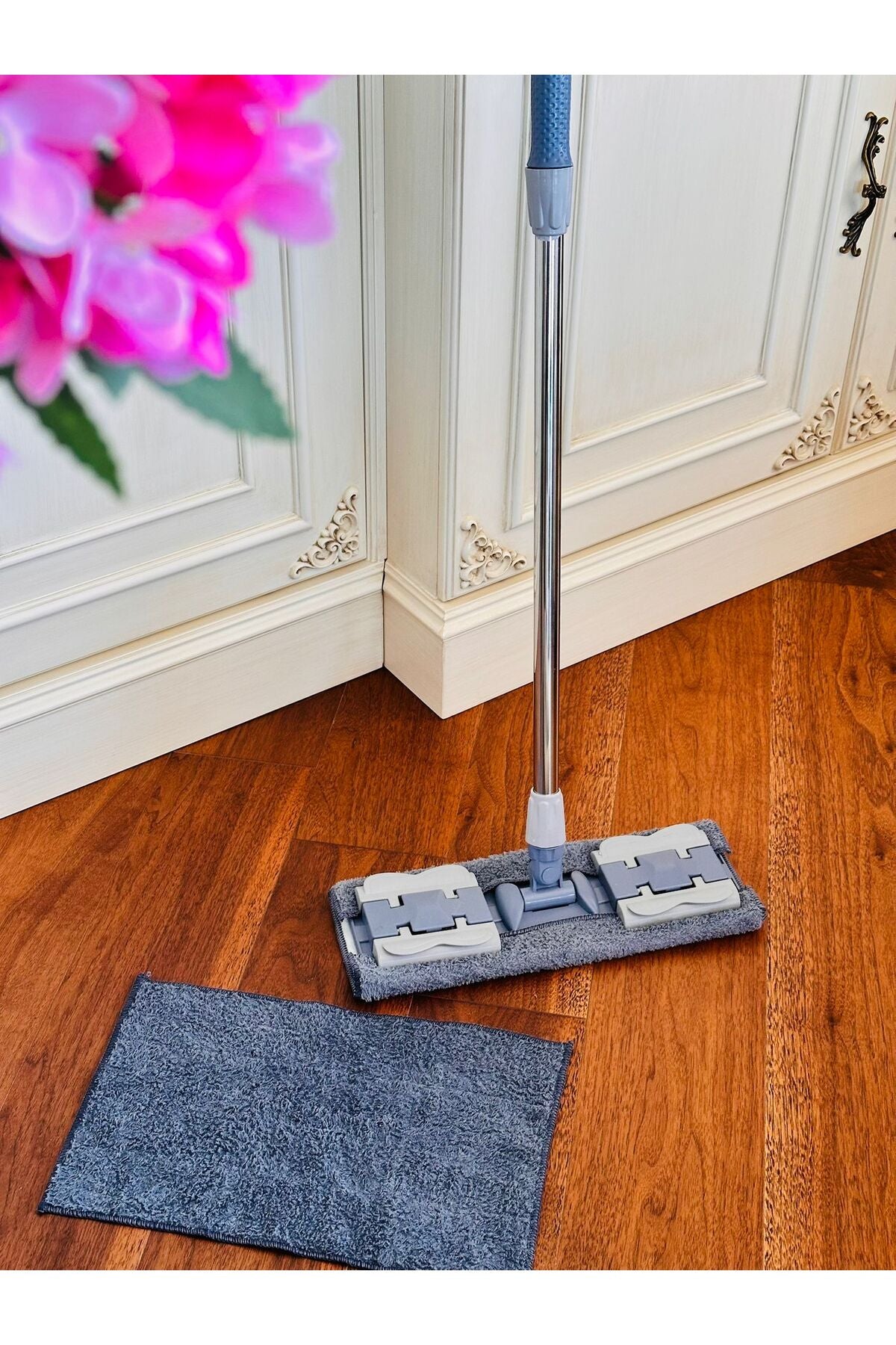 Gri Mop, Pratik ve Şık, Cam, Fayans,Duvar,Ahşap Parke,Yüzey Temizleyici, Mandallı, Mikrofiber Paspas