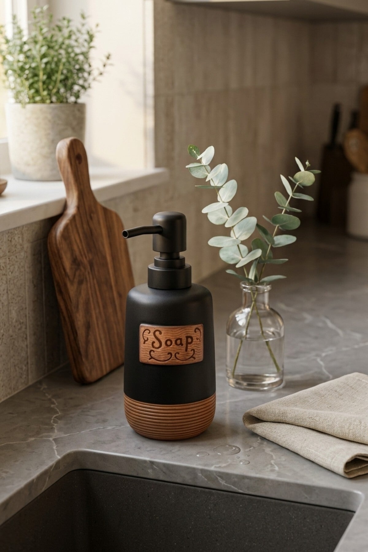 300 ml Seramik Lenora Sıvı Sabunluk, 7 cm çap, 18 cm yükseklik