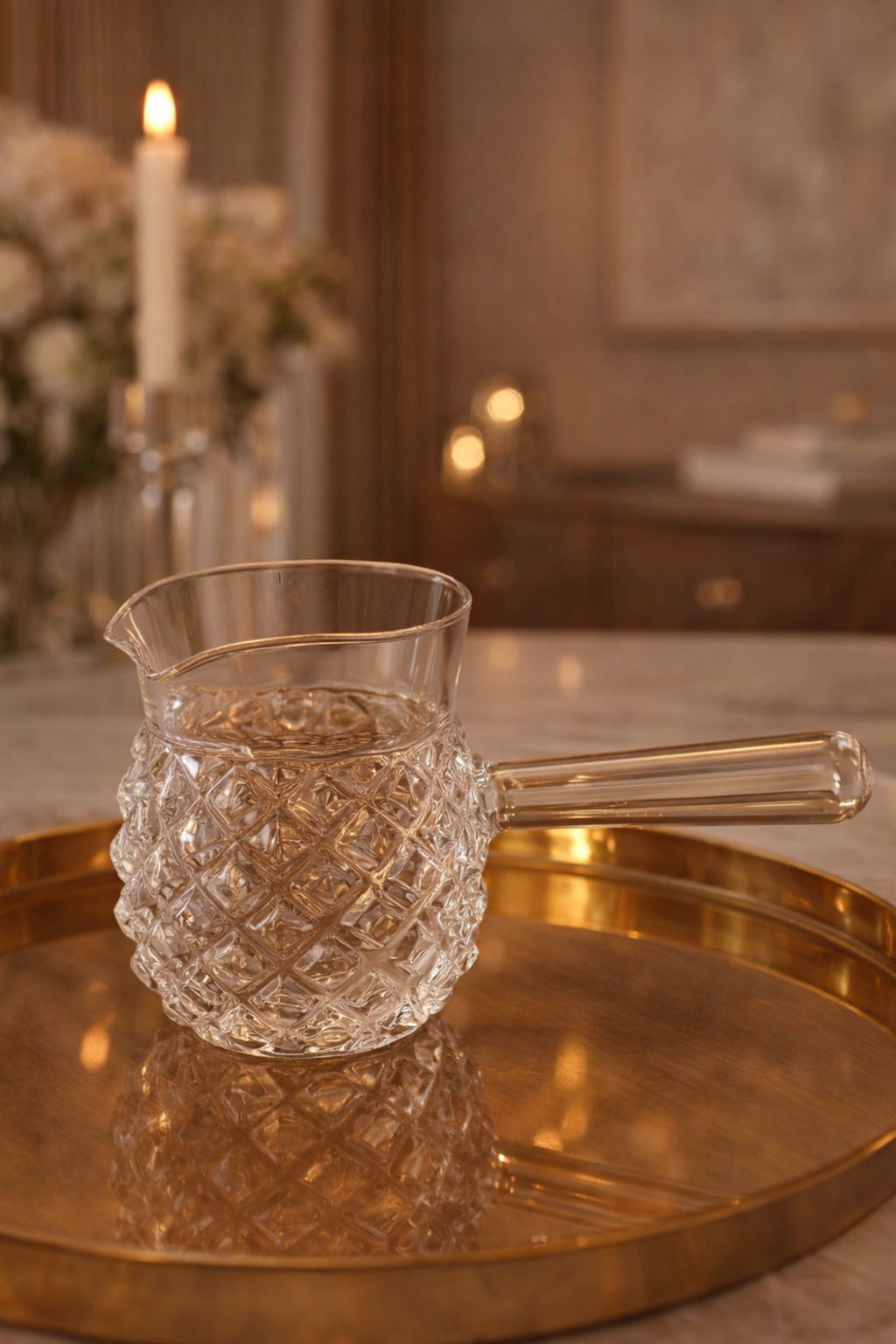 Isıya Dayanıklı Cam Cezve 400 ml, 10 cm Yükseklik, Cam Türk Kahvesi Cezvesi – Kristal