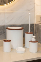 5 Parça Şık Beyaz Banyo Seti, Hacim: 6 litre