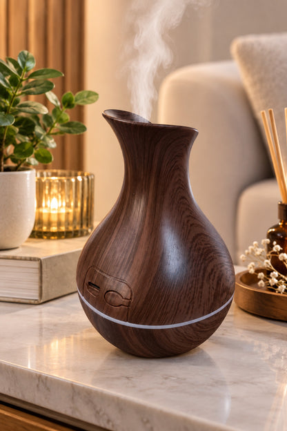 Ahşap Görünümlü Aroma Difüzörü ve Hava Nemlendirici USB 15x10 cm – Ahşap