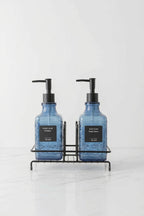 Modern Cam Sıvı Sabunluk & Deterjanlık Seti-500 ml Cam Sabunluk, Metal Stand'lı