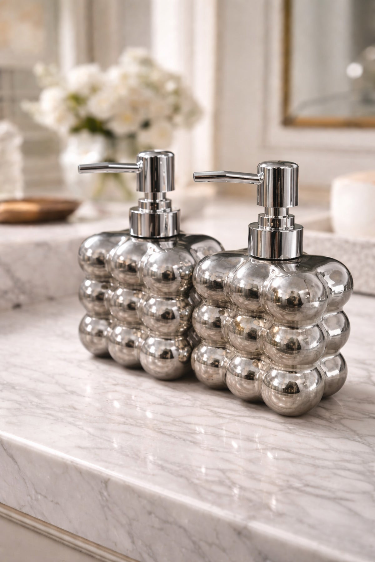 2 adet Bubble Cam Sıvı Sabunluk, 300 ml + 300 ml -, 9,5x6,5x15 cm – Metalik Gri