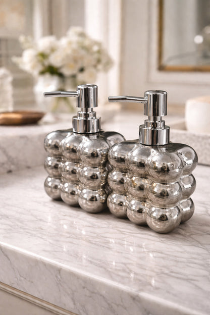 2 adet Bubble Cam Sıvı Sabunluk, 300 ml + 300 ml -, 9,5x6,5x15 cm – Metalik Gri