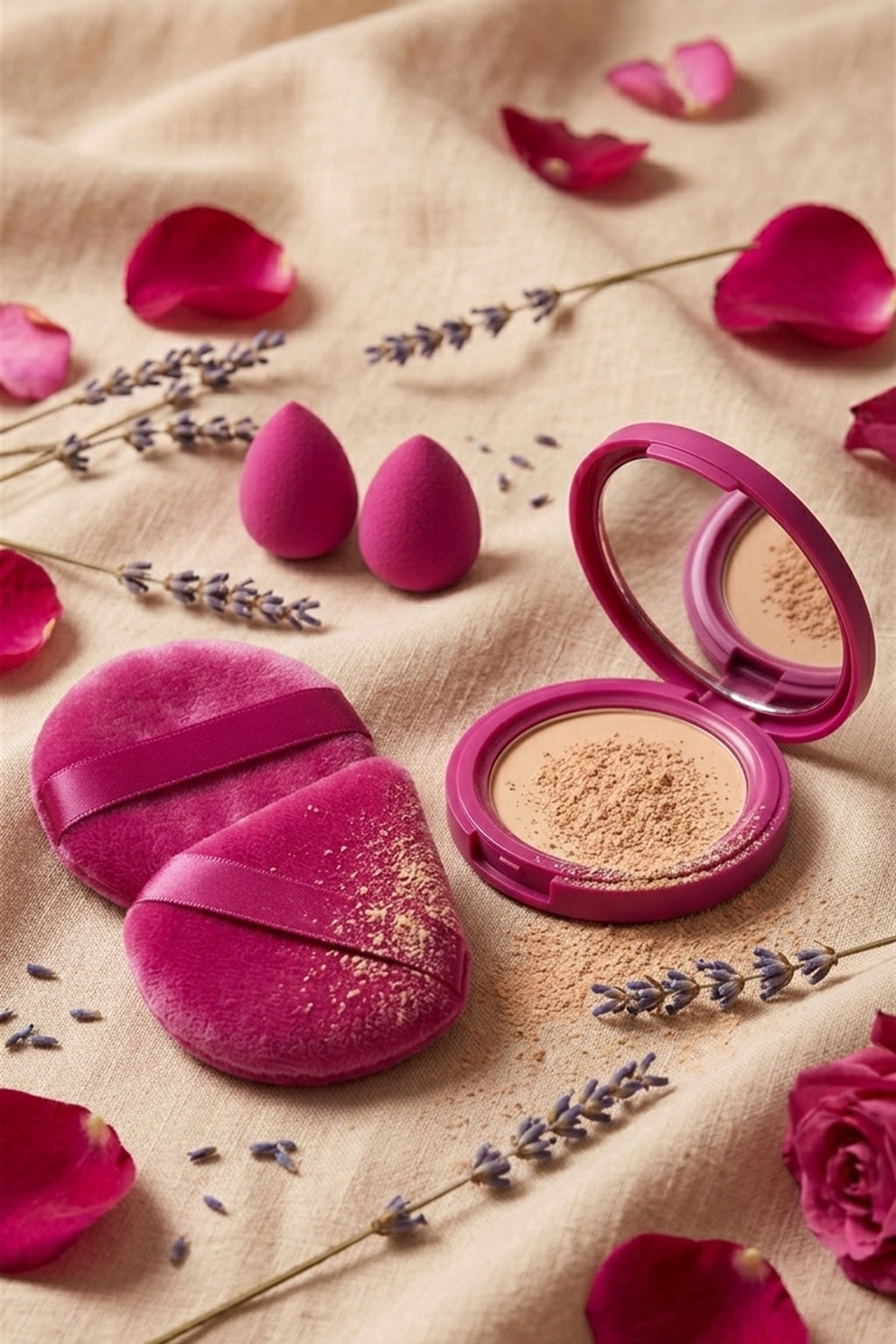 Pembe Renk 10 Parça Profesyonel Makyaj Süngeri Seti Pudra Puff Blender - görsel 6