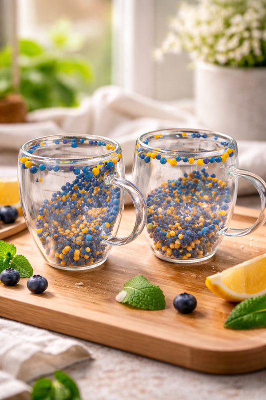 2 Adet Taraftar Kupa, 350 ml | Cidarlı Cam Taraftar Bardak – Sarı Lacivert