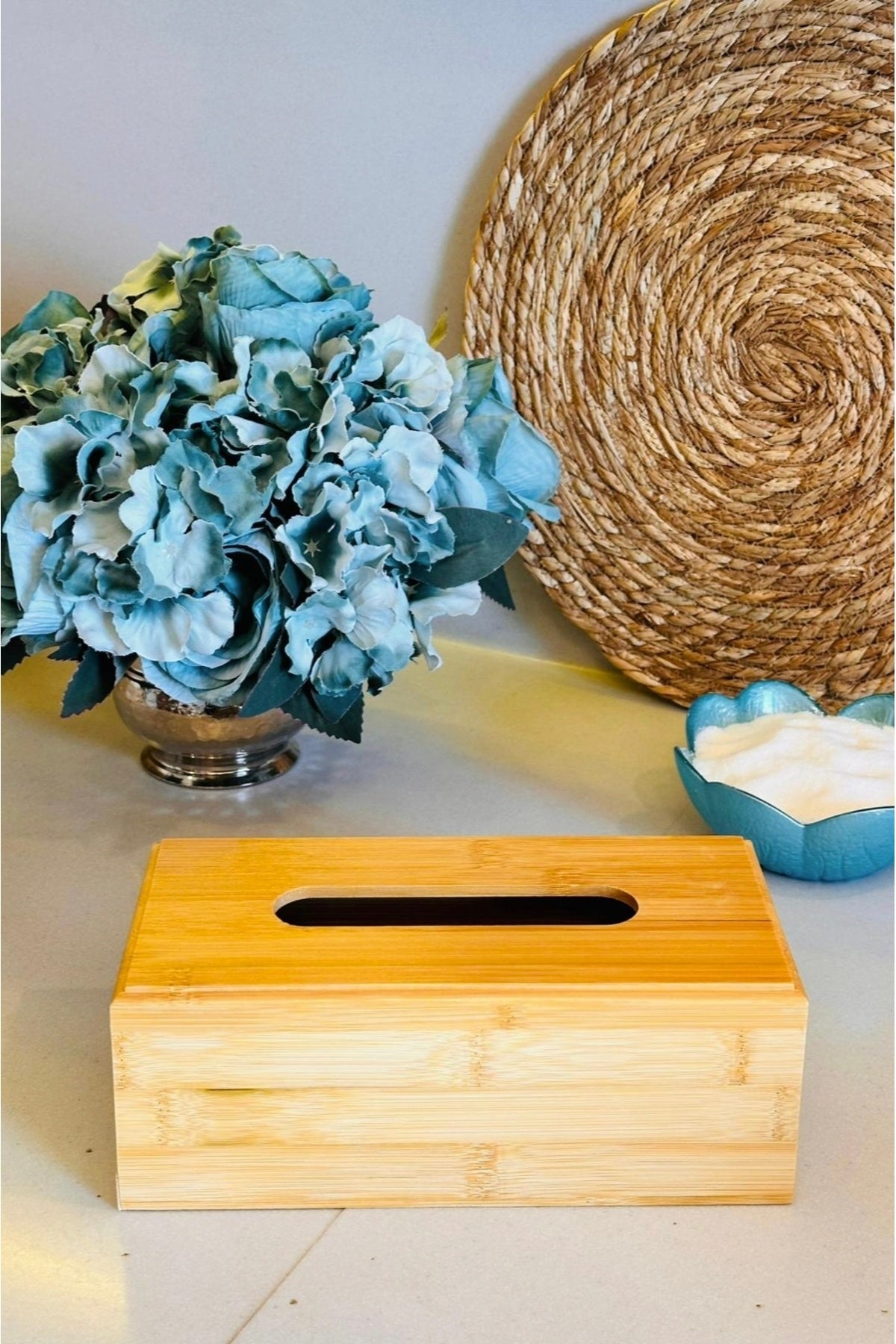 Bambu Peçetelik, 23 cm x 11 cm x 8,5 cm ebatlarında Doğal Bambu Ahşap Peçetelik