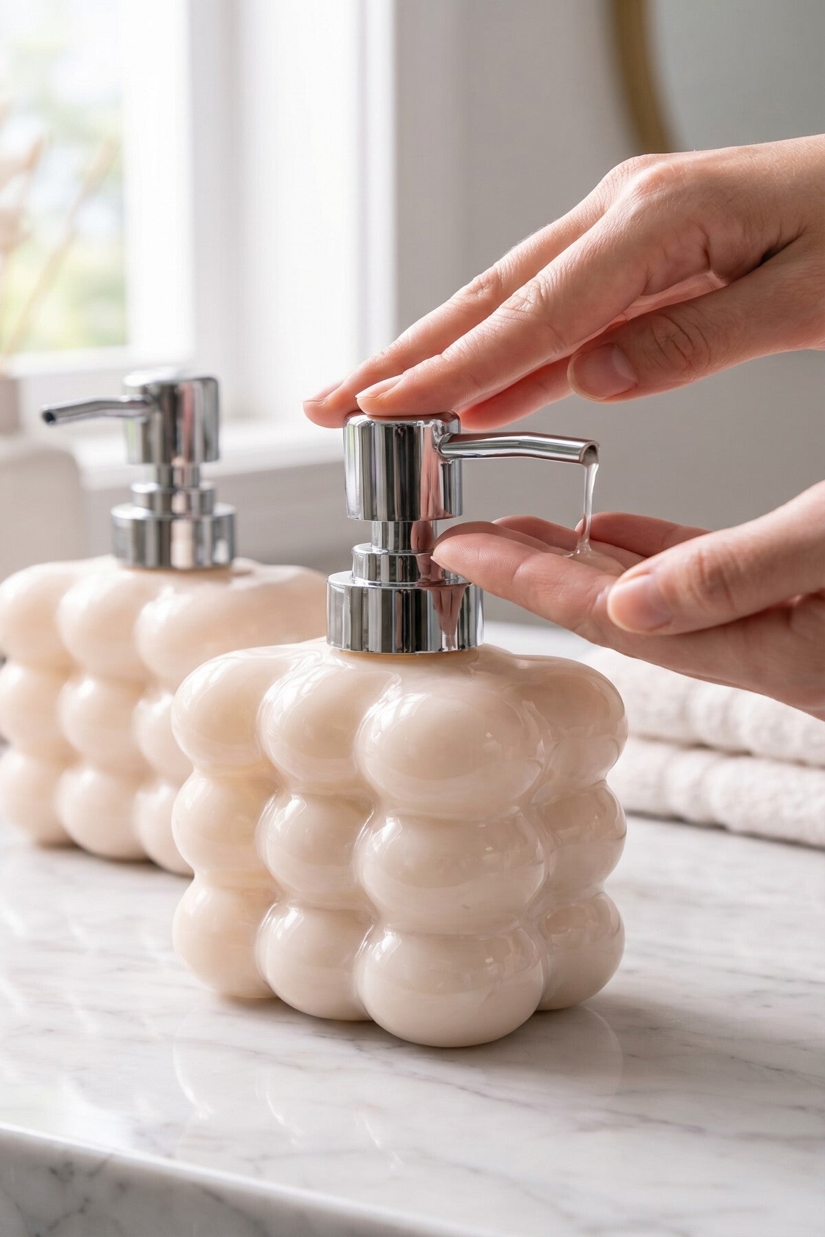 2 adet Bubble Cam Sıvı Sabunluk, 300 ml + 300 ml - Krem, 9,5x6,5x15 cm - görsel 3