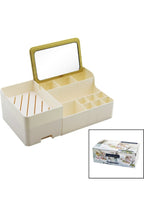 Bambu Aynalı Kozmetik Takı Makyaj Organizer, 29 x 17,5 x 10 cm, Portatif Bambu Aynalı