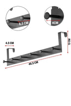 Pratik 6'lı Metal Kapı Arkası Askısı - 30 Kg Taşıma Kapasiteli Siyah, 46.5 Cm