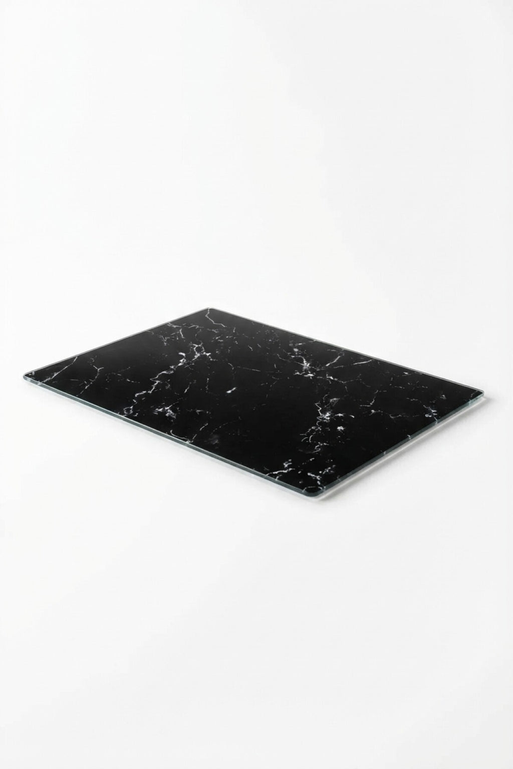 Cam Kesme Tahtası Kırılmaz Temperli 25x35 cm Siyah Mermer Desenli Kaymaz