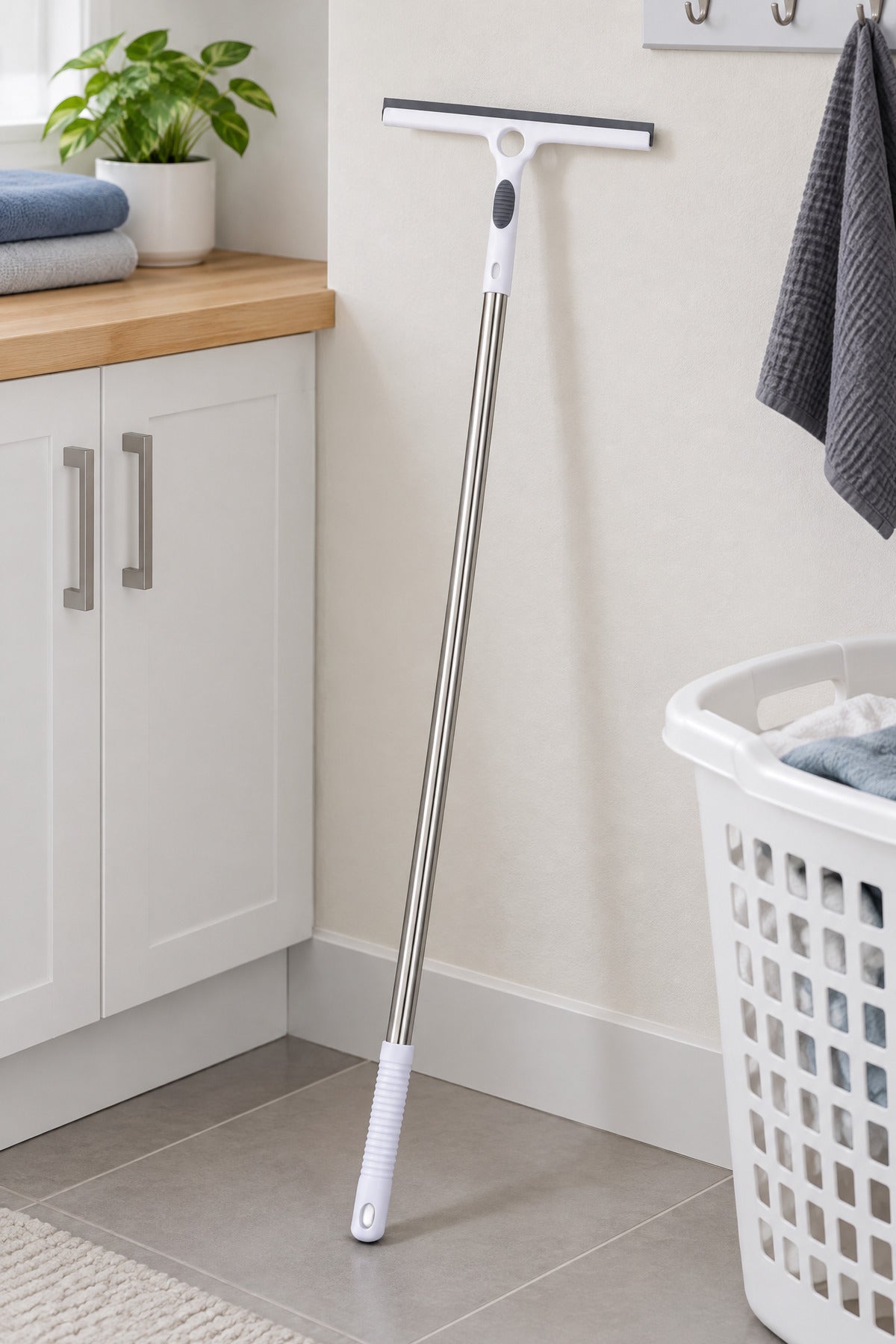 Saplı Cam Çekçek, Kauçuk Uçlu Camsil, Çelik Saplı, Beyaz, 86 cm
